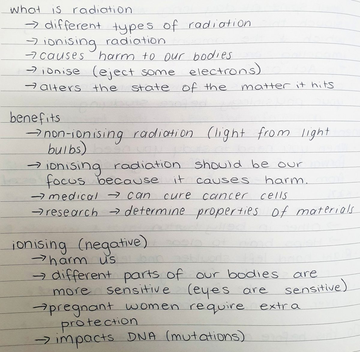 Radiation interview notes