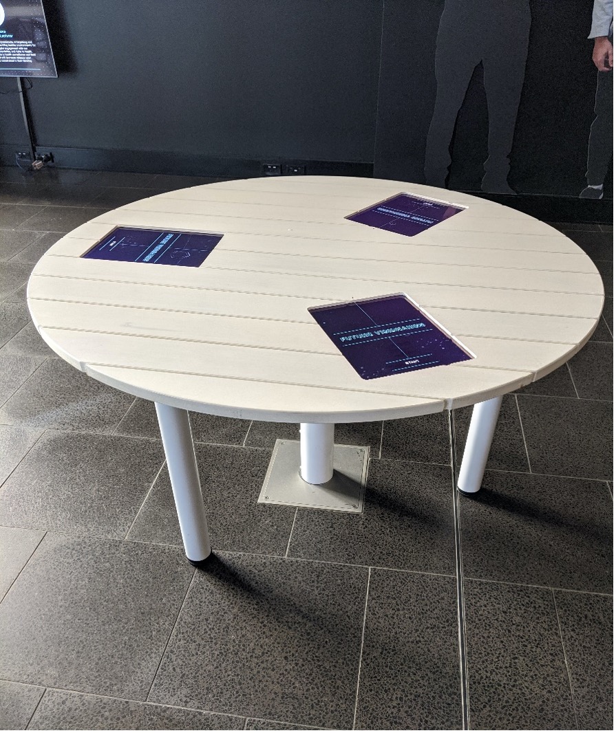 Table with 3 ipads inserted