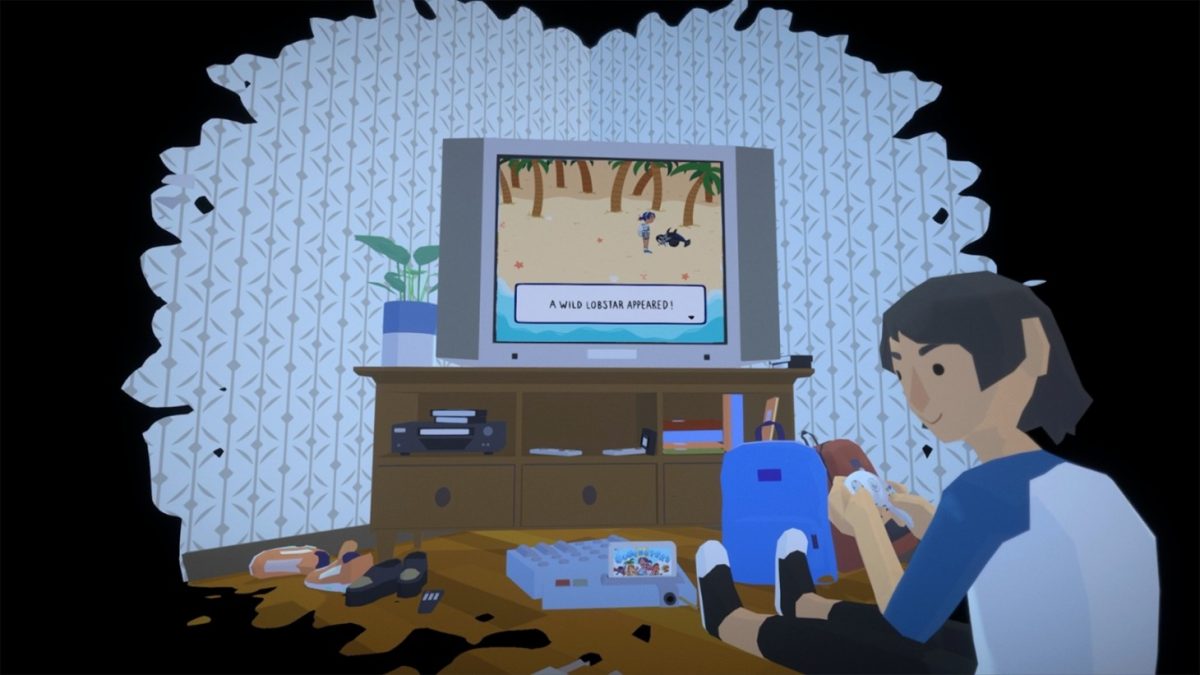 screen shot of before your eyes gameplay of person sitting infront of a tv